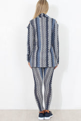 Blue and Grey Patterned Loungewear Set - Jessica