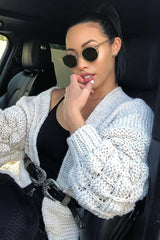 Beige Chunky Knit Oversized Cardigan - Eaden