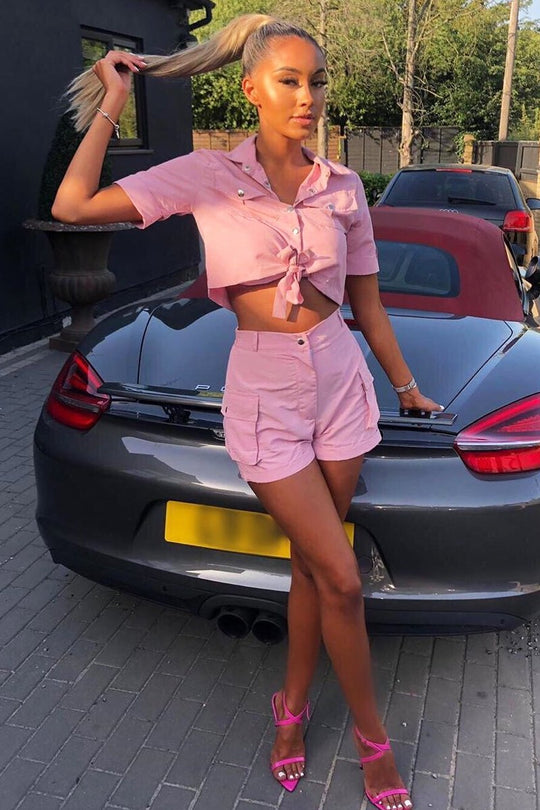 Pink Button Front Utility Shirt Shorts Co-ord - Galia