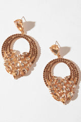 Gold Embellished Drop Hoops - Rosie
