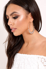 Silver Ball Large Hoop Earrings - Bellah