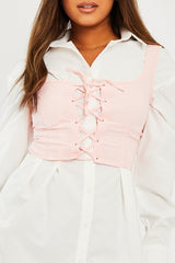 Pink Crepe Corset Bralet Top - Judie