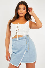White Crepe Corset Bralet Top - Judie