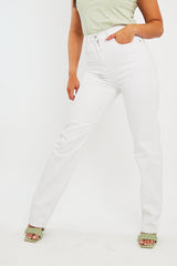 White Denim Extra Long Straight Leg Jeans - Blaise