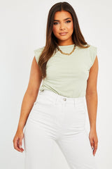 Sage Shoulder Pad Oversized T-shirt - Amzie