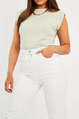 Sage Shoulder Pad Oversized T-shirt - Amzie
