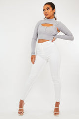 White High Waist Stretch Jeggings - Annaliza