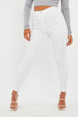 White High Waist Stretch Jeggings - Annaliza