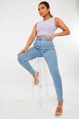 Light Blue High Waist Stretch Jeggings - Annaliza