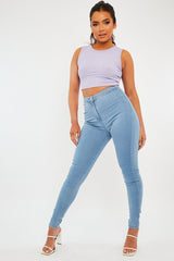 Light Blue High Waist Stretch Jeggings - Annaliza