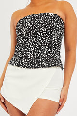 Black Polka Printed Corset Crop Top - Krissy