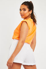 Orange Shoulder Pad Oversized T-shirt - Amzie