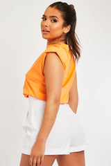 White High Waisted Tailored Shorts - Emile