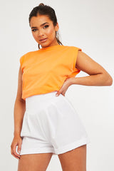 White High Waisted Tailored Shorts - Emile
