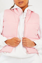 Pink Cropped Puffer Gilet - Zura