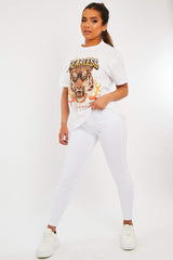 White Fearless Tiger Printed T-shirt - Makari