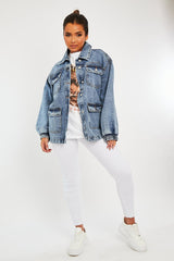 Blue Acid Wash Oversize Denim Jacket - Annie