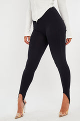 Navy Blue Jersey Stirrup Leggings - Diara