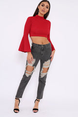 Grey Extreme Rip Mom Jeans - Edelin