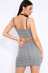 Grey Tartan Crop Top and Skirt Co-ord - Edina