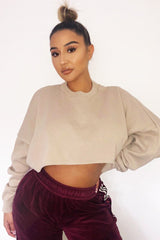 Nude Cropped Batwing Jumper - Lizy