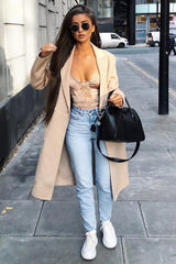 Sand Scalloped Lace Satin Bodysuit - Jeriah