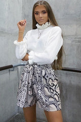 White Ruffle Hem Chunky Knit Crop Jumper - Alannah