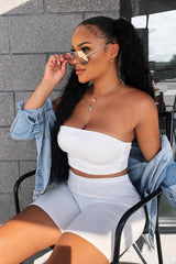 White Bandeau And Cycling Shorts Co-ord - Edrie