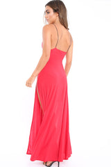 Red Front Split Leg Maxi Dress - Effy