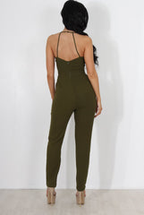 Eilysh Khaki Lace Up Jumpsuit