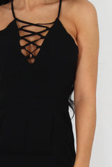 Eilysh Black Lace Up Jumpsuit