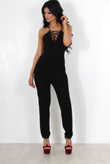 Eilysh Black Lace Up Jumpsuit