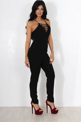 Eilysh Black Lace Up Jumpsuit