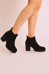 Black Suede Heeled Chelsea Boot - Eimi