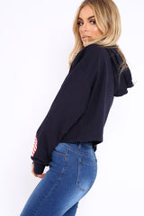 Navy Oversized USA Print Hoodie - Eleah