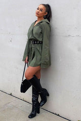Khaki Oversized Shirt Dress - Chelby