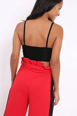 Black Velvet Striped Bralet - Elina