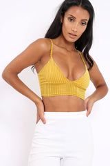 Mustard Velvet Striped Bralet - Elina
