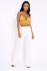 Mustard Velvet Striped Bralet - Elina