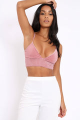 Pink Velvet Striped Bralet - Elina