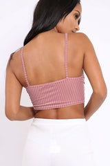 Pink Velvet Striped Bralet - Elina