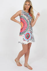Multi Colour Crochet Overlay Shirt Dress- Elise