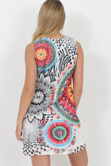 Multi Colour Crochet Overlay Shirt Dress- Elise