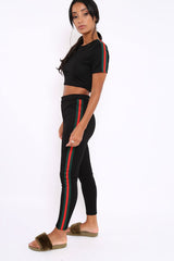 Black with Green and Red Side Stripe Set- Elissa