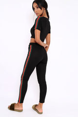 Black with Green and Red Side Stripe Set- Elissa