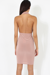 Mauve Halterneck Open Back Bodycon Dress - Eliza