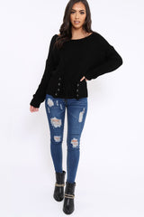 Black Corset Waist Knitted Jumper - Elizabeth