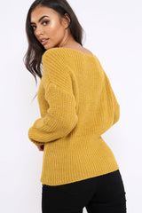 Mustard Corset Waist Knitted Jumper - Elizabeth