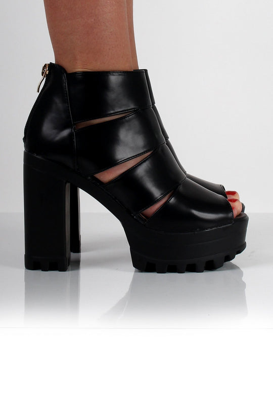 Ella Black Cut Out Block Platforms