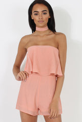 Pink Bandeau Choker Playsuit - Ellen